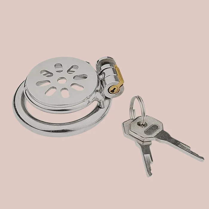 Flat Gatling Flower Electro Chastity Cage And Butt Plug House of Chastity Male Sex Toys