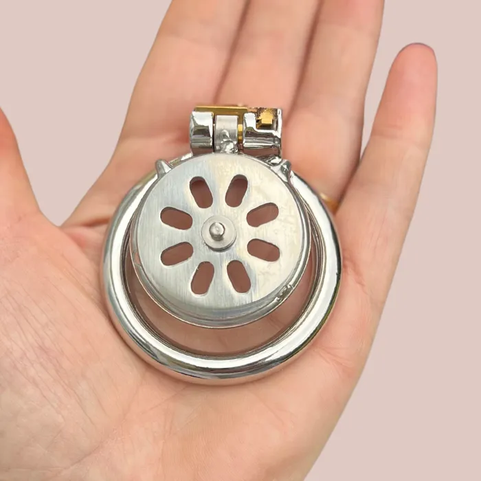 Flat Gatling Flower Electro Chastity Cage And Butt Plug House of Chastity Male Sex Toys