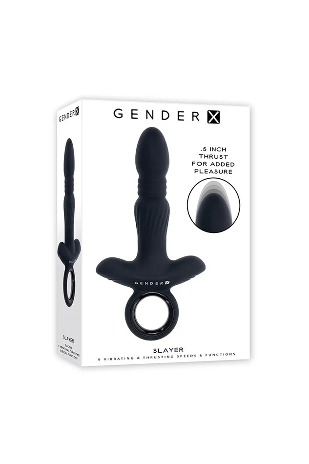 Gender X Slayer Thrusting Vibrating Butt Plug Black Evolved Anal