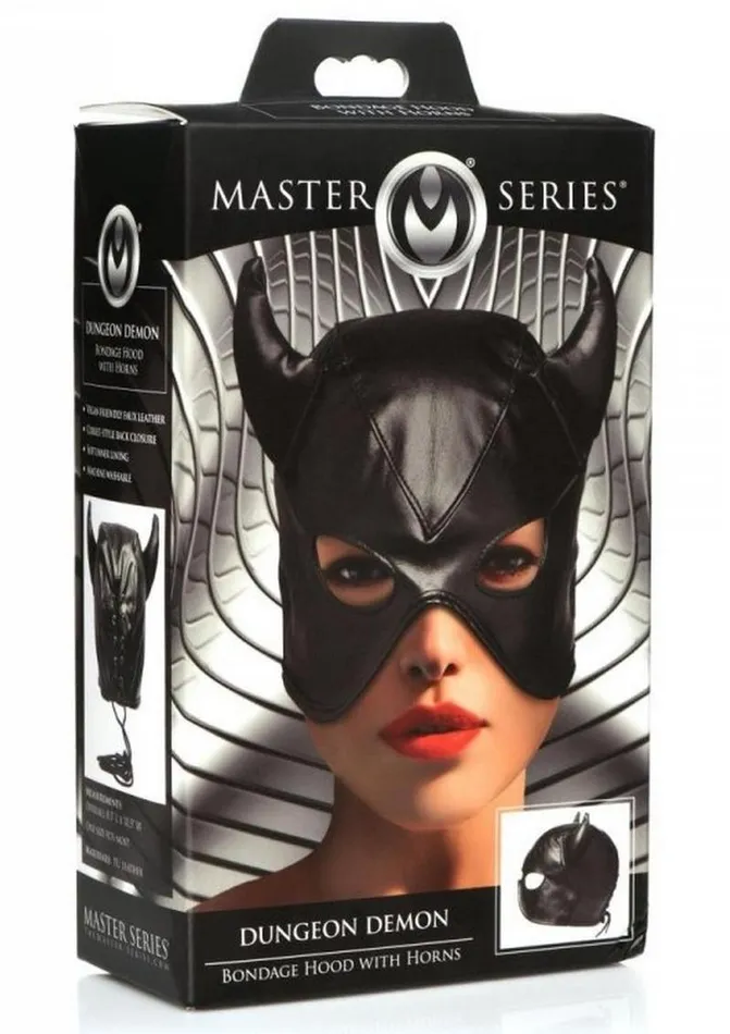 Master Series Dungeon Demon Bondage Hood with Horns Master Series Couples
