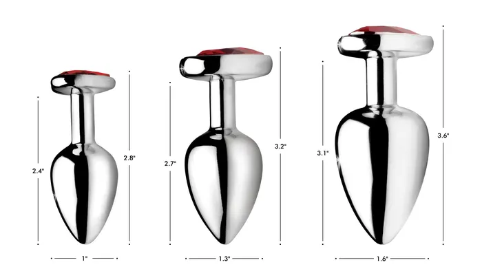 Anal Red Heart Gem Anal Plug Set XR Brands Booty Sparks Anal Red Heart Gem Anal Plug Set XR Brands Booty Sparks