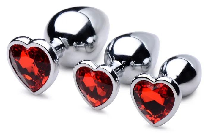 Anal Red Heart Gem Anal Plug Set XR Brands Booty Sparks Anal Red Heart Gem Anal Plug Set XR Brands Booty Sparks