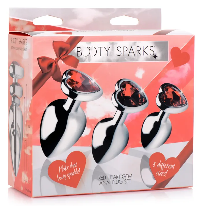 Anal Red Heart Gem Anal Plug Set XR Brands Booty Sparks Anal Red Heart Gem Anal Plug Set XR Brands Booty Sparks
