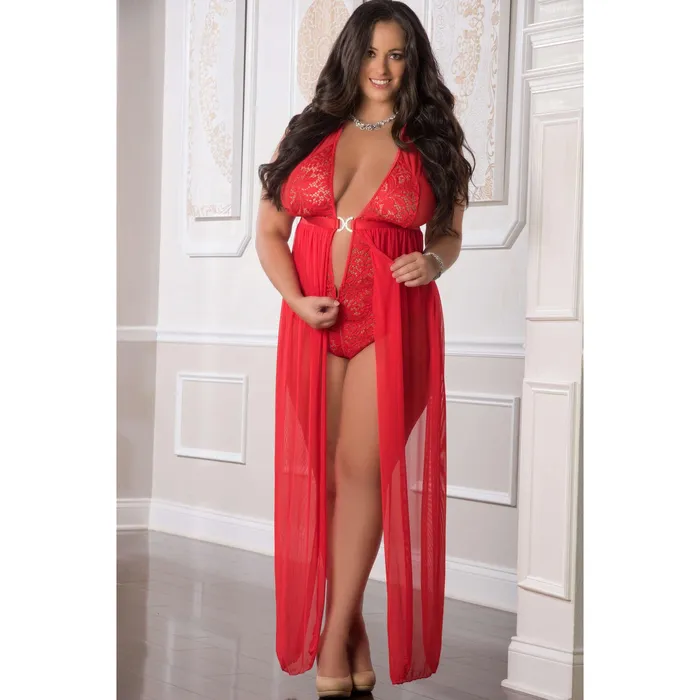 GWorld Vibrators 1 Pc Zipper Crotch Teddy Gown Red Queen Size GWorld Vibrators 1 Pc Zipper Crotch Teddy Gown Red Queen Size