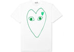 COMME DES GARÇONS GREEN OUTLINE HEART T-SHIRT WHITE