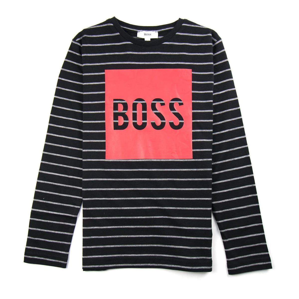 Hugo Boss Kids Red Boss Logo Stripe Long Sleeve Black
