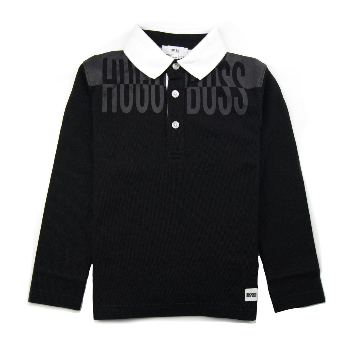 Hugo Boss Kids Chest Writing Long Sleeve Polo Black