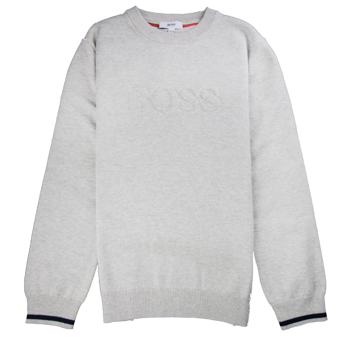 Hugo Boss Kids Knitted Boss Bold Logo Sweatshirt Light Grey