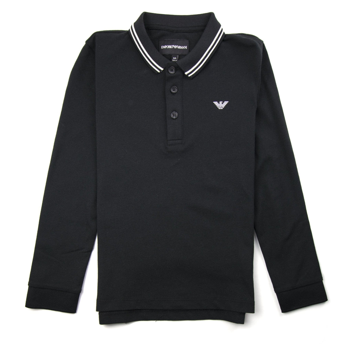 Emporio Armani Jnr Twin Tipped Long Sleeve Polo Black