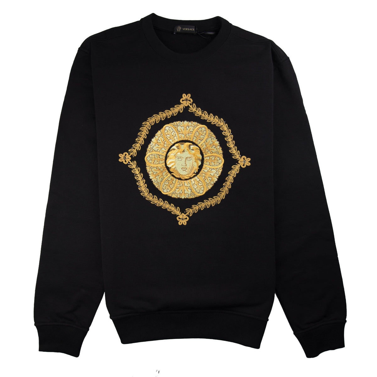 Versace Gold Hibiscus Medusa Sweatshirt Black