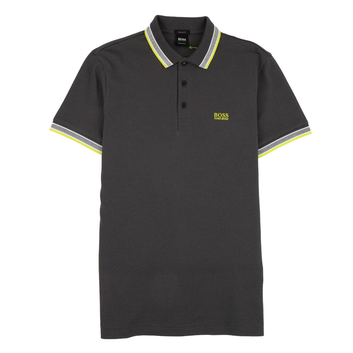 Hugo Boss Paddy Short Sleeve Polo Shirt Grey/Lime Green