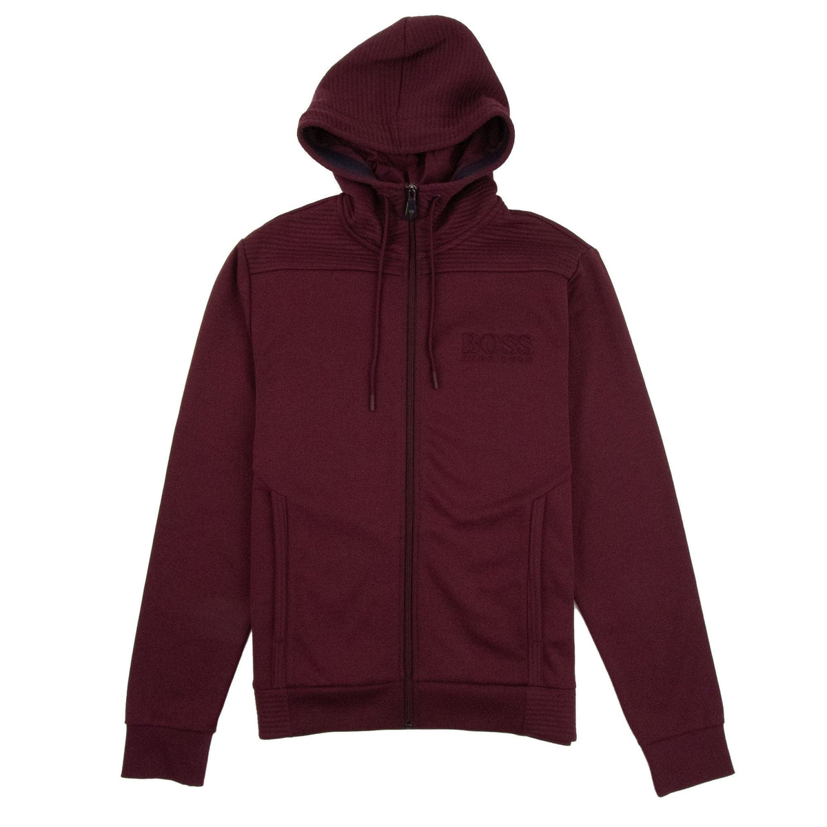Hugo Boss Saggy Embossed Logo Hoodie Burgundy