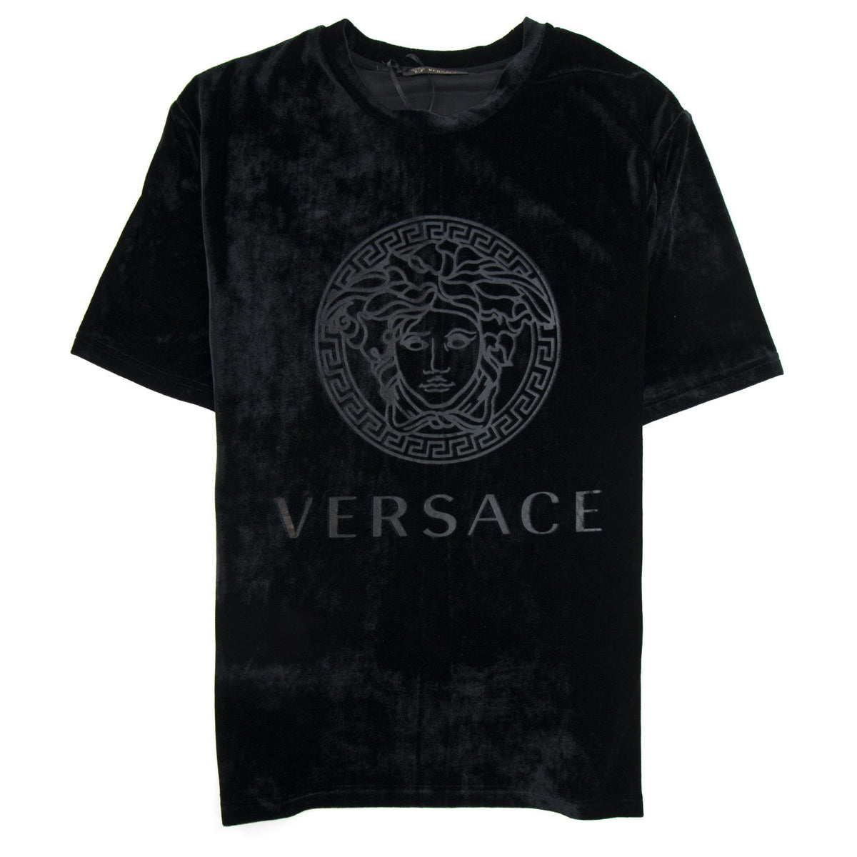Versace Velour Medusa T-Shirt Black