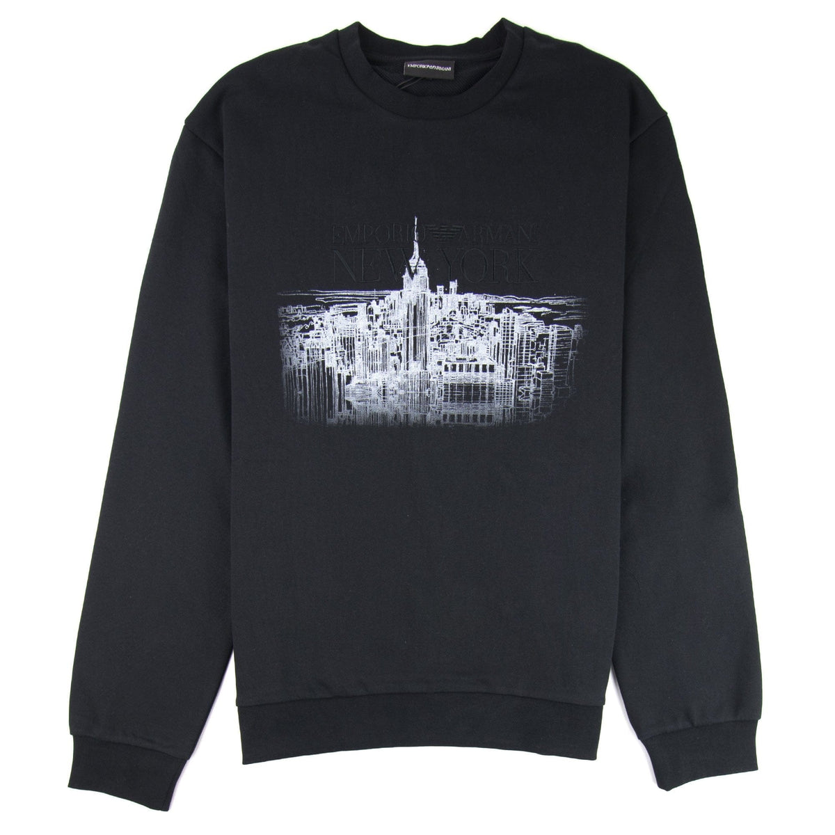 Emporio Armani 'New York' City Scape Knitted Sweatshirt Black