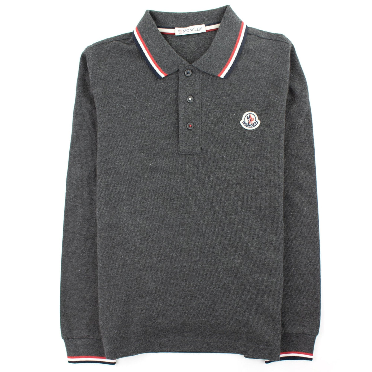 Moncler Junior Long Sleeve Polo Grey