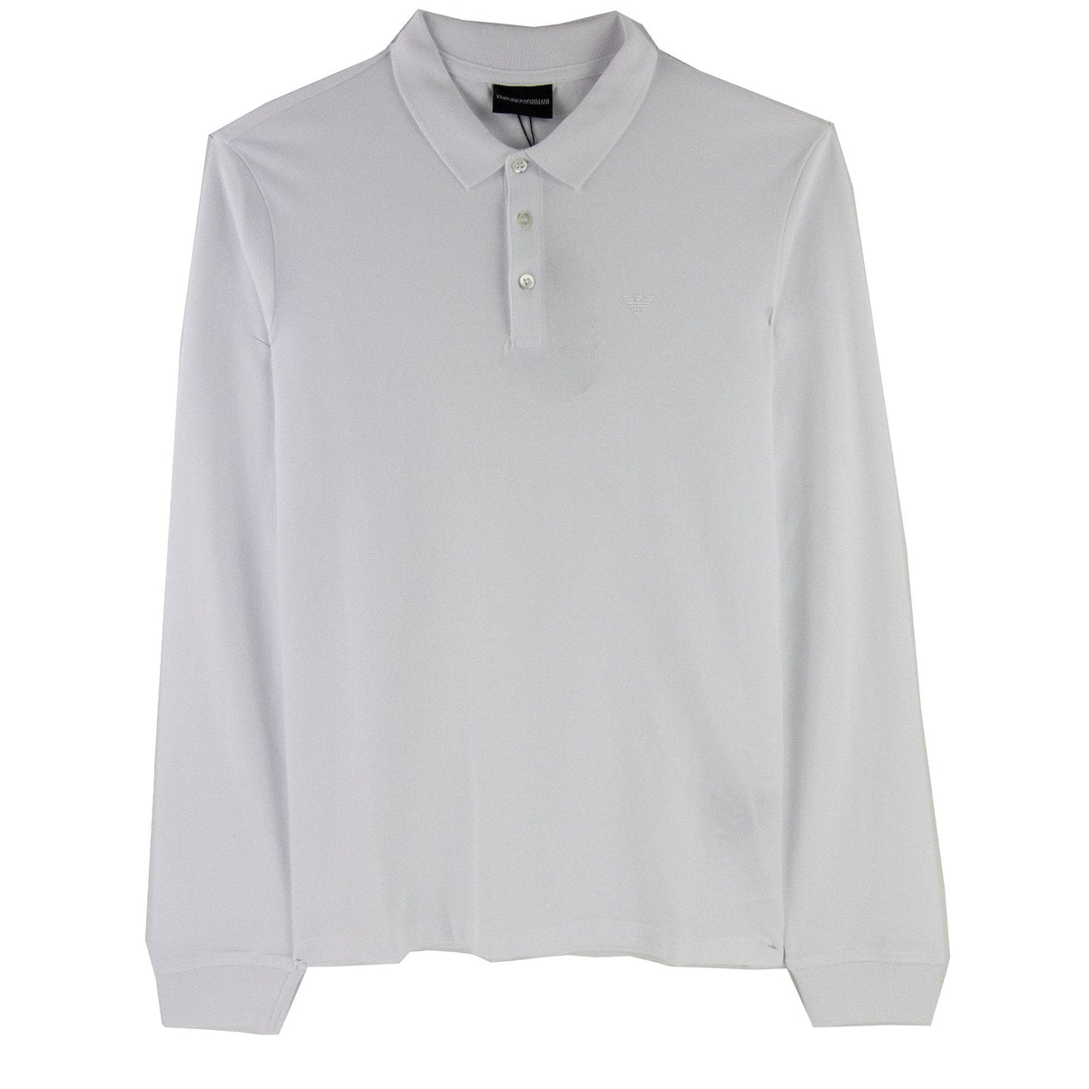 Emporio Armani Logo Long Sleeve Polo Shirt White 0100