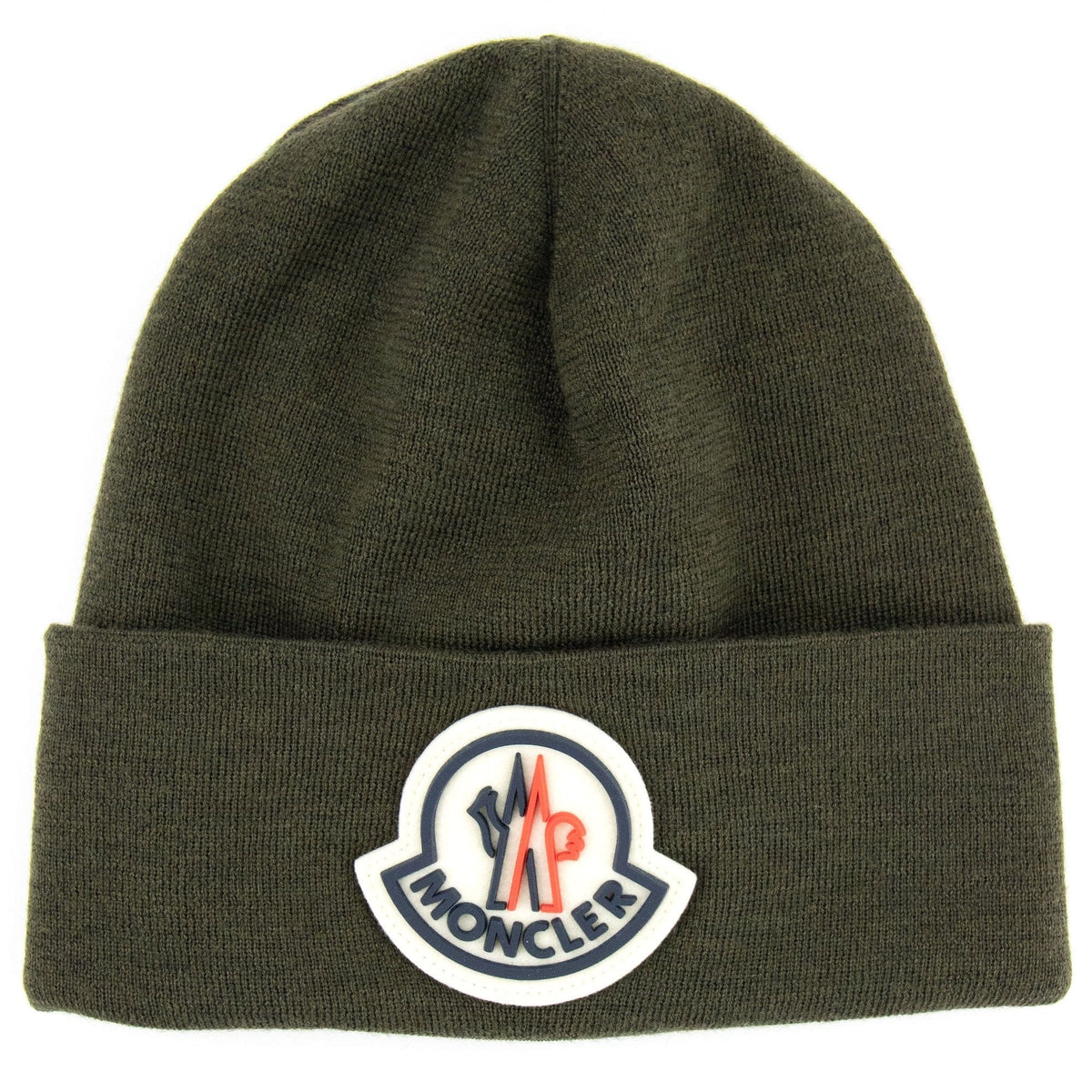 Moncler Large Logo Beanie Hat Dark Green