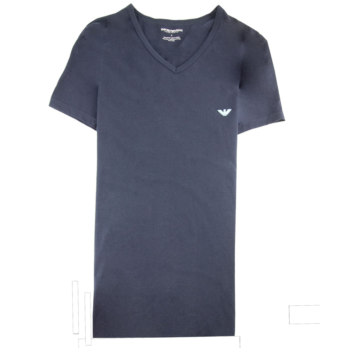 Emporio Armani Eagle Logo V Neck T Shirt Navy