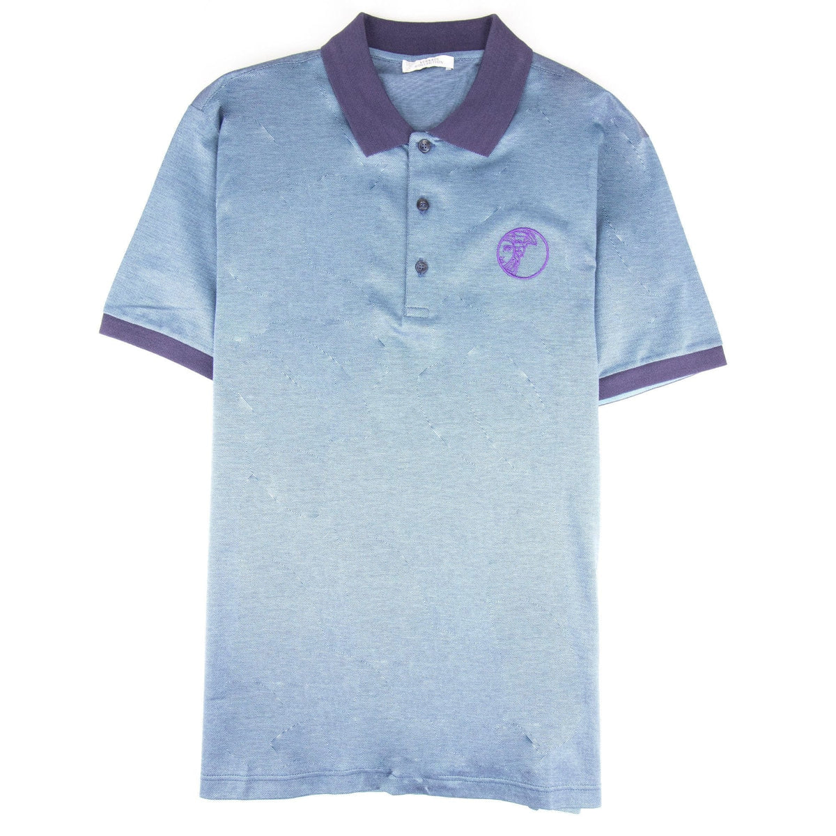 Versace Collection Embroidered Medusa Logo S/s Polo Marin Blue