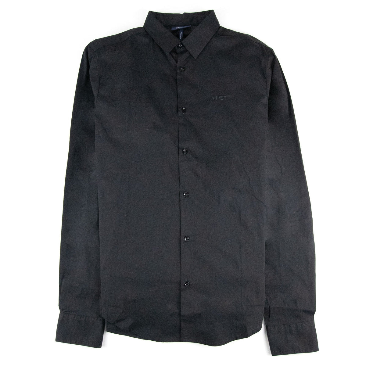 Armani Jeans Aj Embroidered Logo L/s Shirt Black