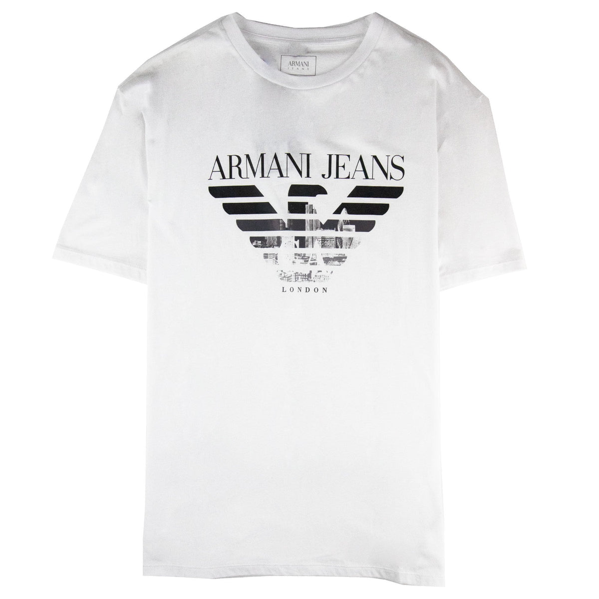 Armani Jeans Eagle London Logo T Shirt Bianco Ottico