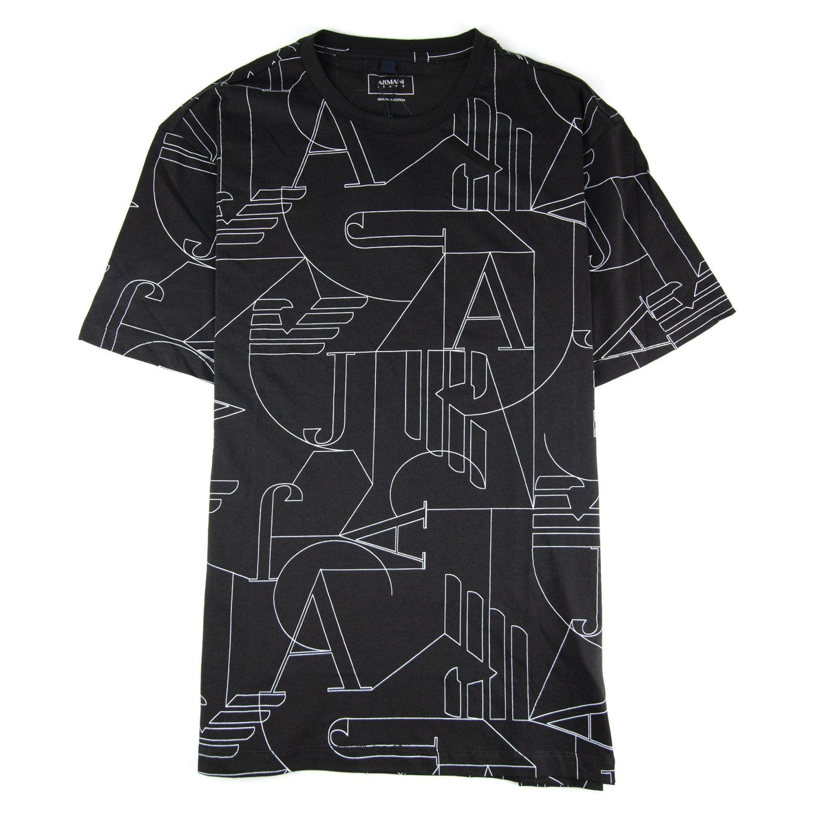 Armani Jeans Jersey Logo Print T Shirt Black