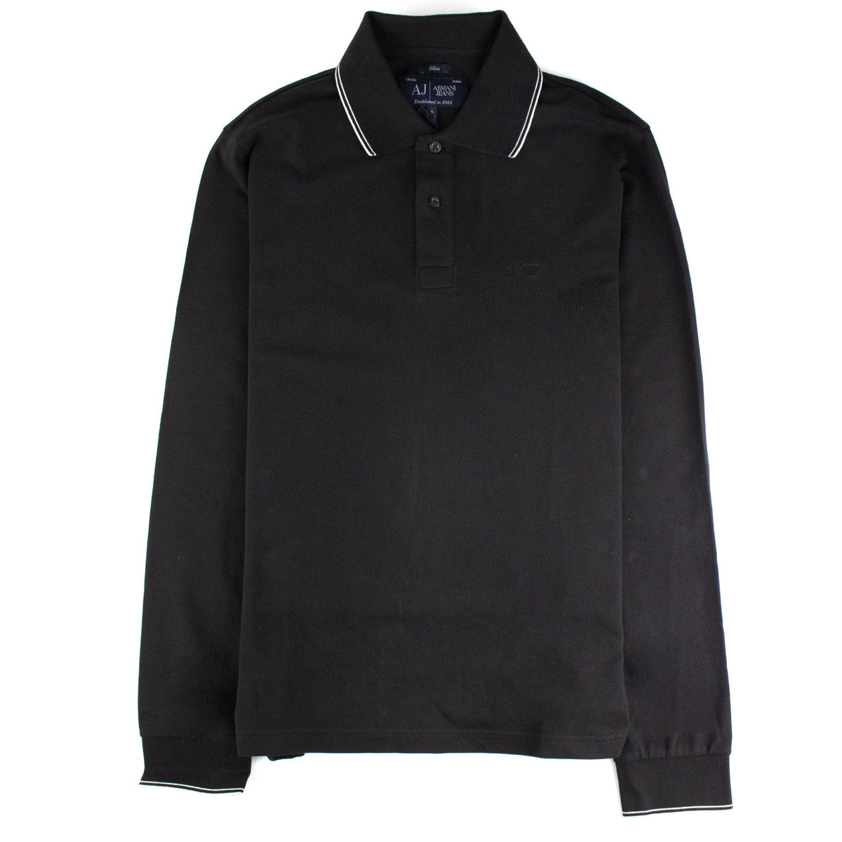 Armani Jeans Aj Embossed Logo L/s Polo Black