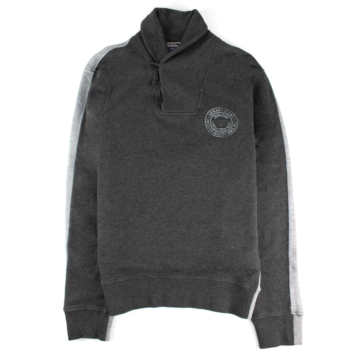 Armani Jeans 3 Buttons Rubber Logo Sweatshirt Dark Grey