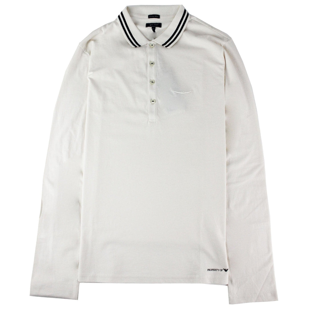 Armani Jeans Embroidered Logo Extra Slim L/s Polo Off White
