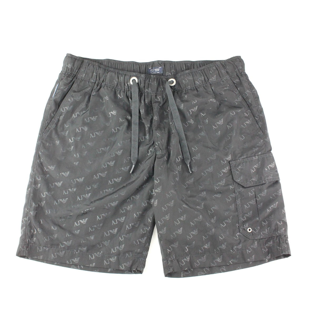 Armani Jeans All Over Logo Print Swim Shorts Dark Navy