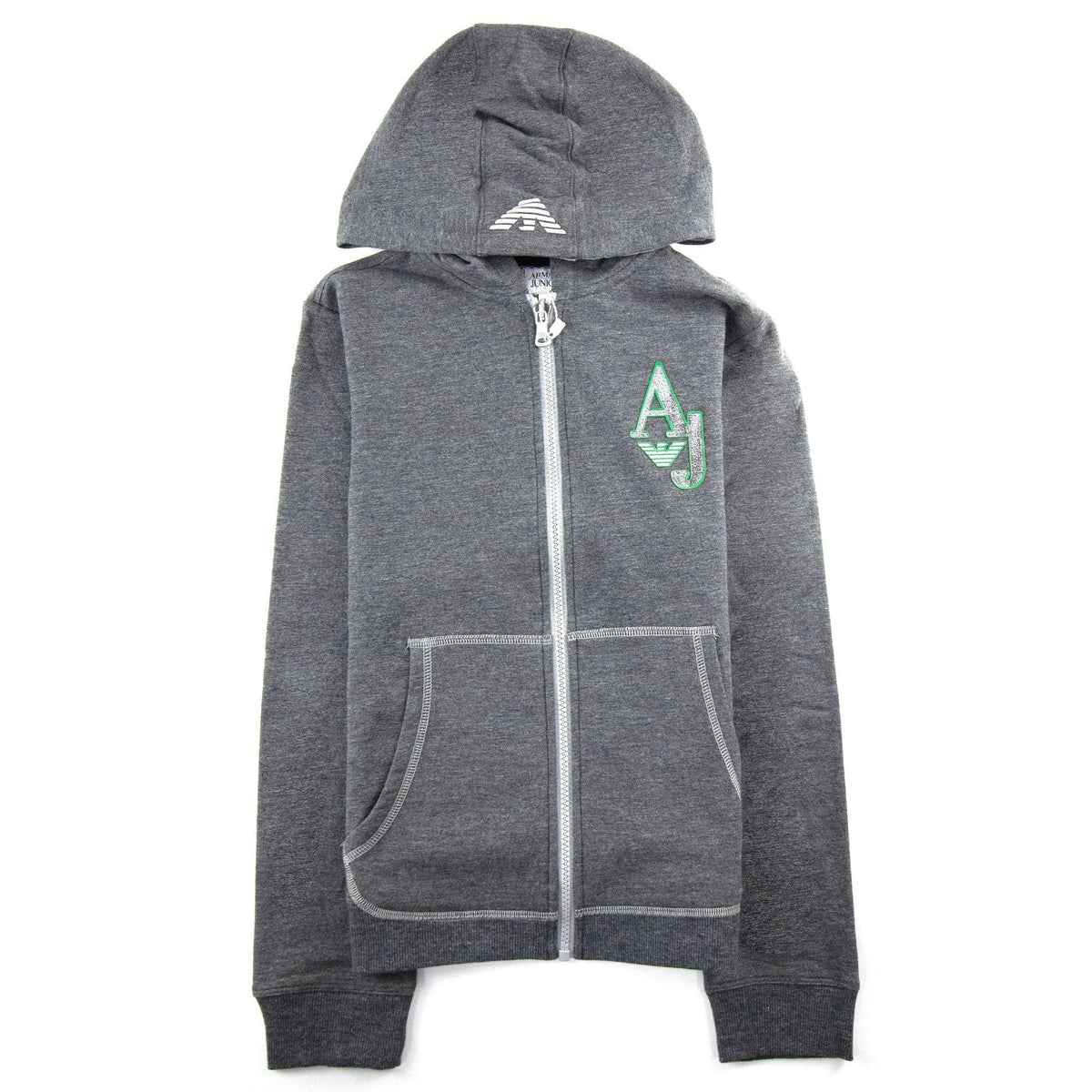 Armani Junior Aj Logo Zip Up Hoody Dark Grey