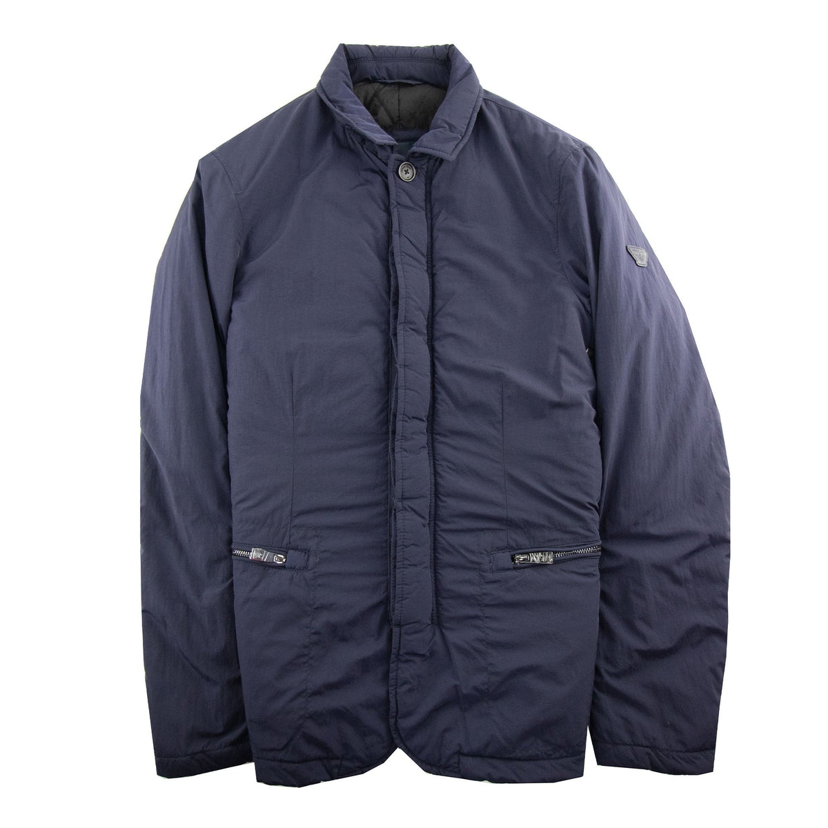 Armani Jeans Arm Rubber Logo Padded Jacket Blue