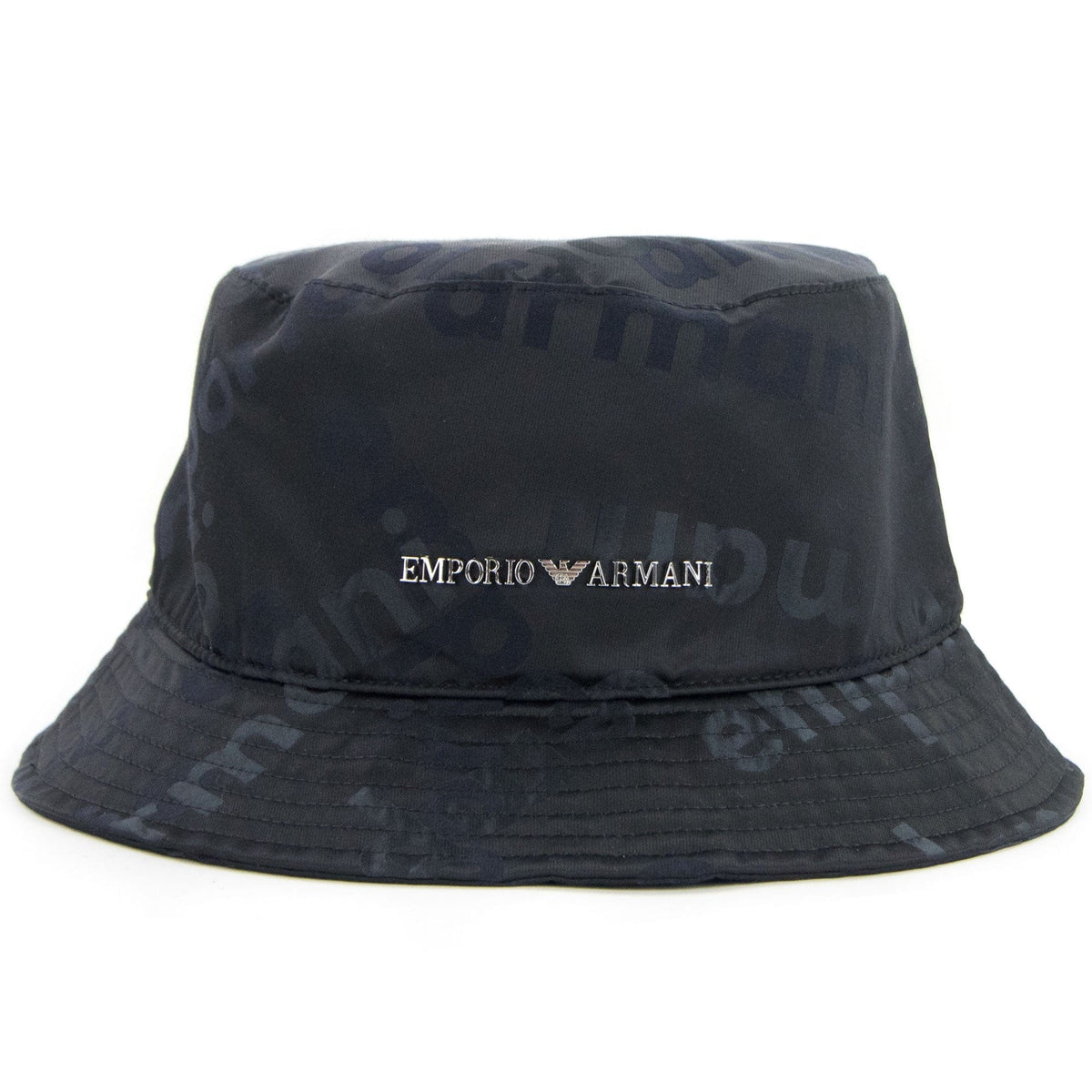 Emporio Armani Logo Plate Cloche Hat Black