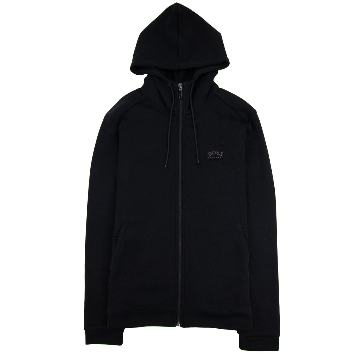 Hugo Boss Saggy Curved Logo Zip Up Sweatshirt Black 001