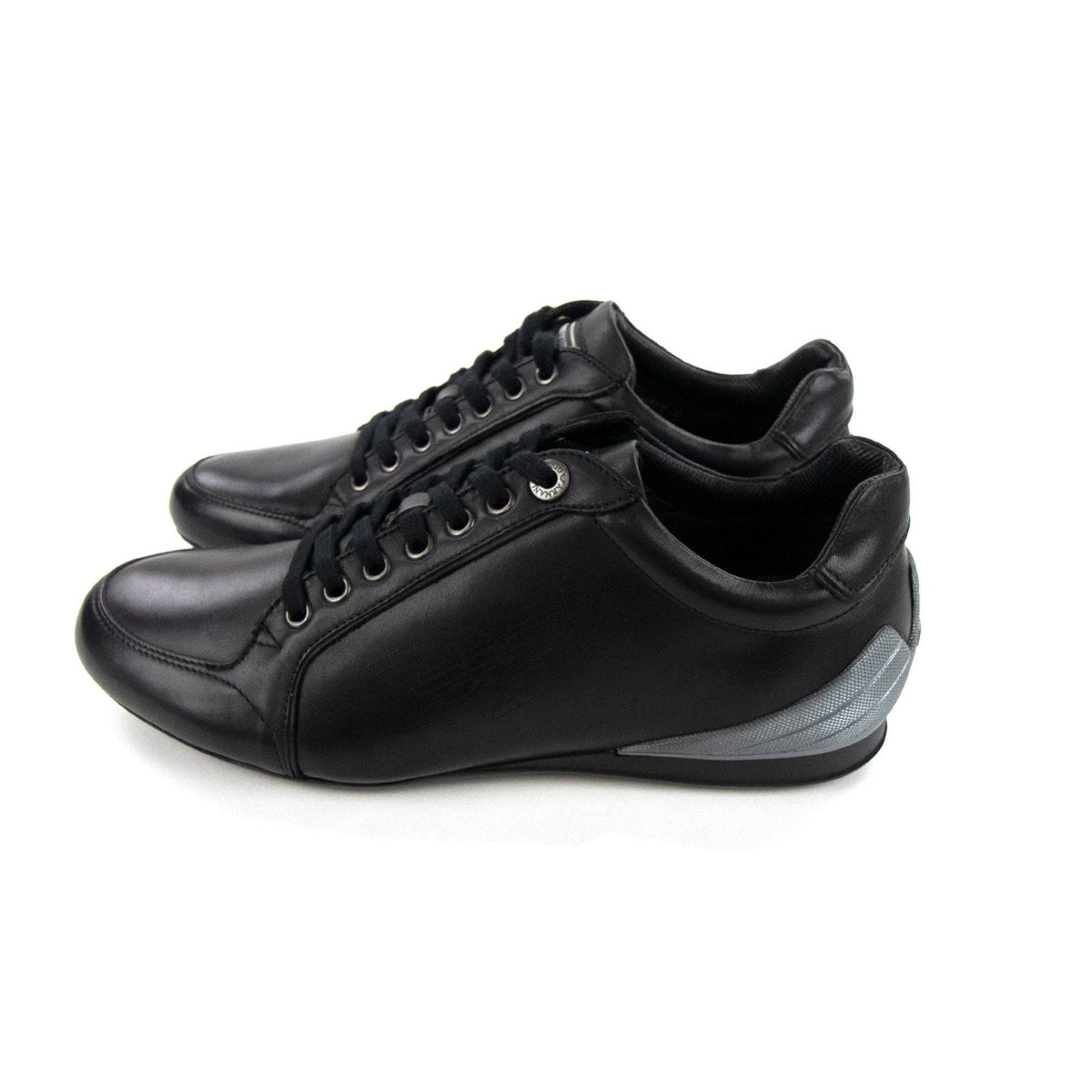 Emporio Armani Leather Eagle Trainer Antracite/nero