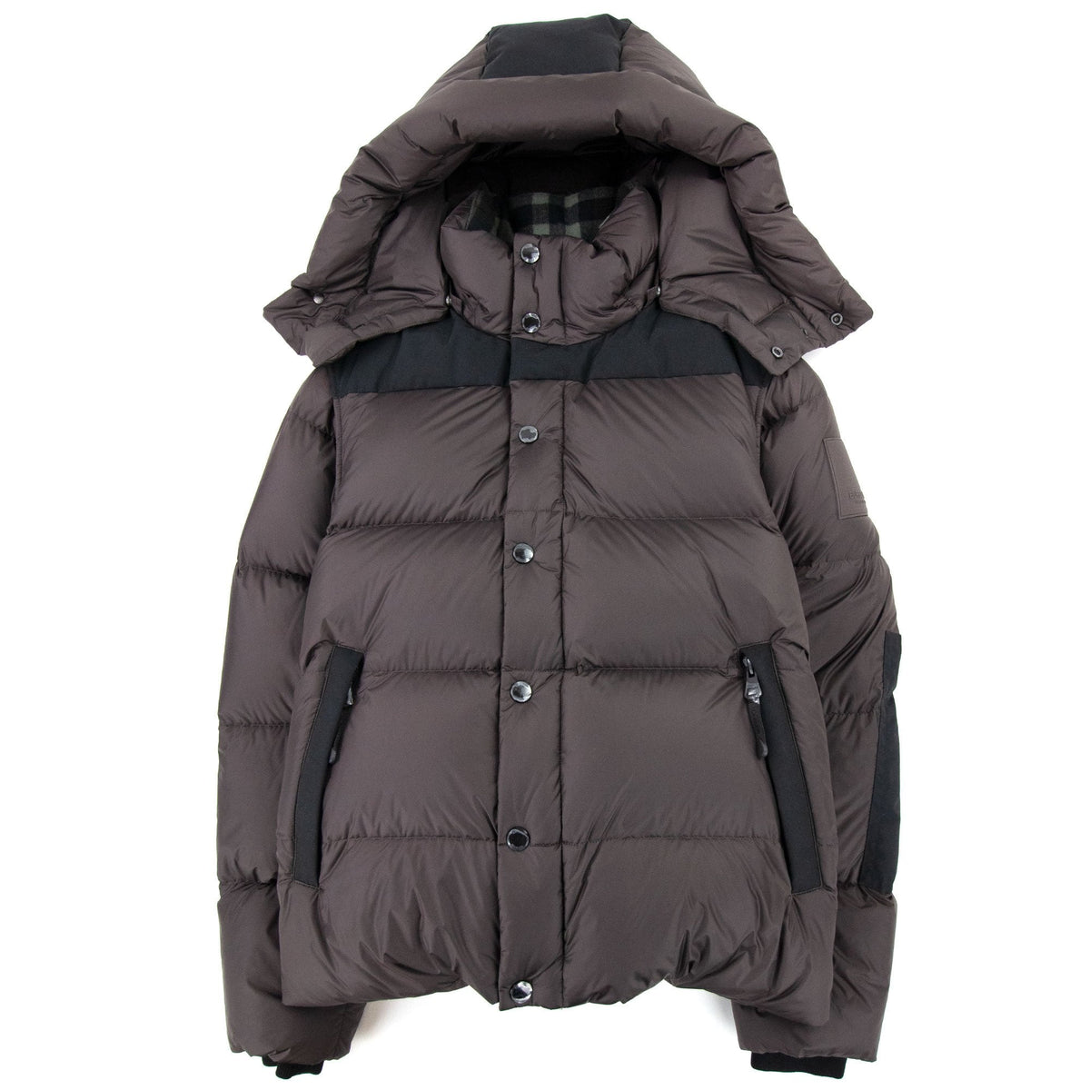 Burberry Detachable Sleeve Hooded Puffer Jacket Brown