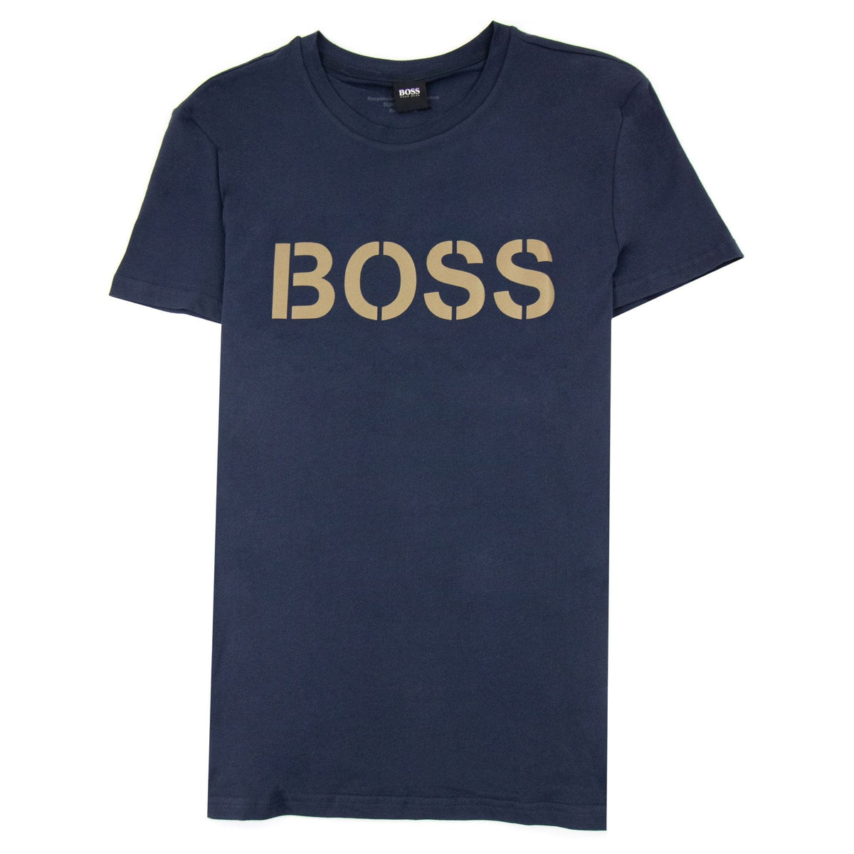 Hugo Boss Rn Special Striped Logo T Shirt Dark Navy 403
