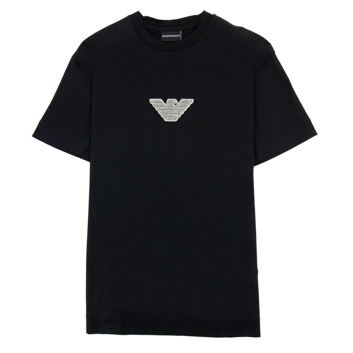 Emporio Armani Felt Eagle Patch Tencel Blend T Shirt Black 999