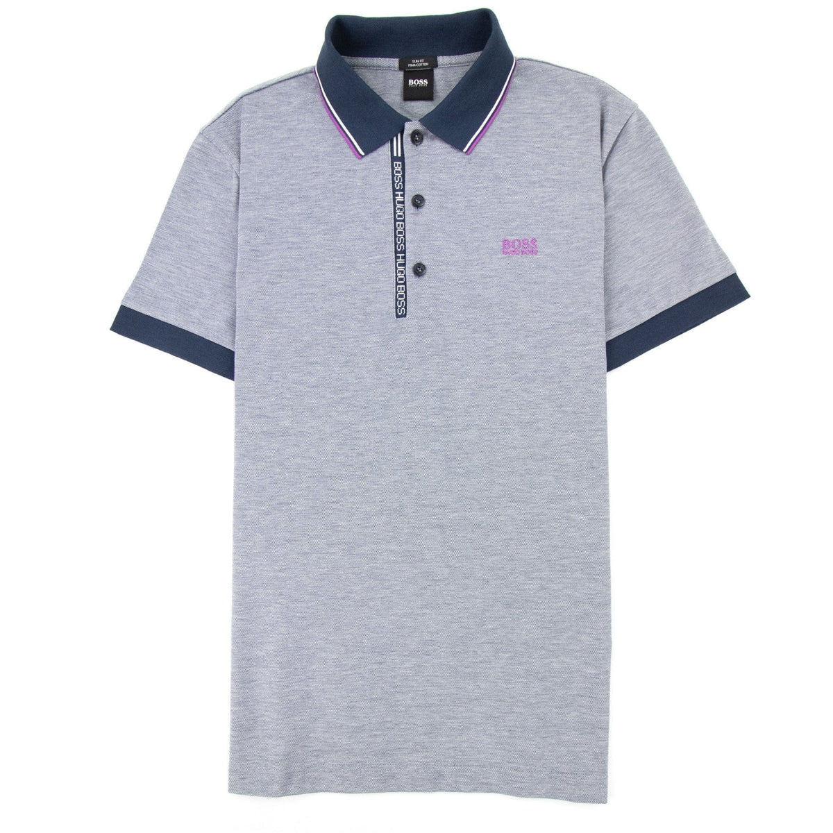Hugo Boss Paule 4 Short Sleeve Polo Shirt Grey/navy