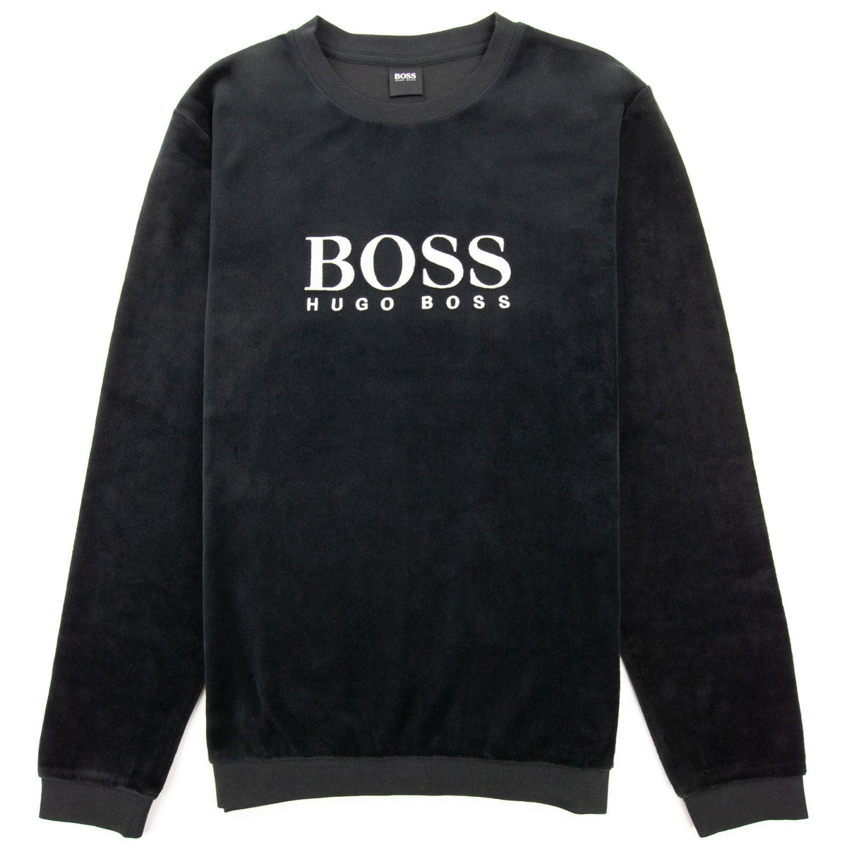 Hugo Boss Embroidered Logo Velour Loungewear Sweatshirt Black 001