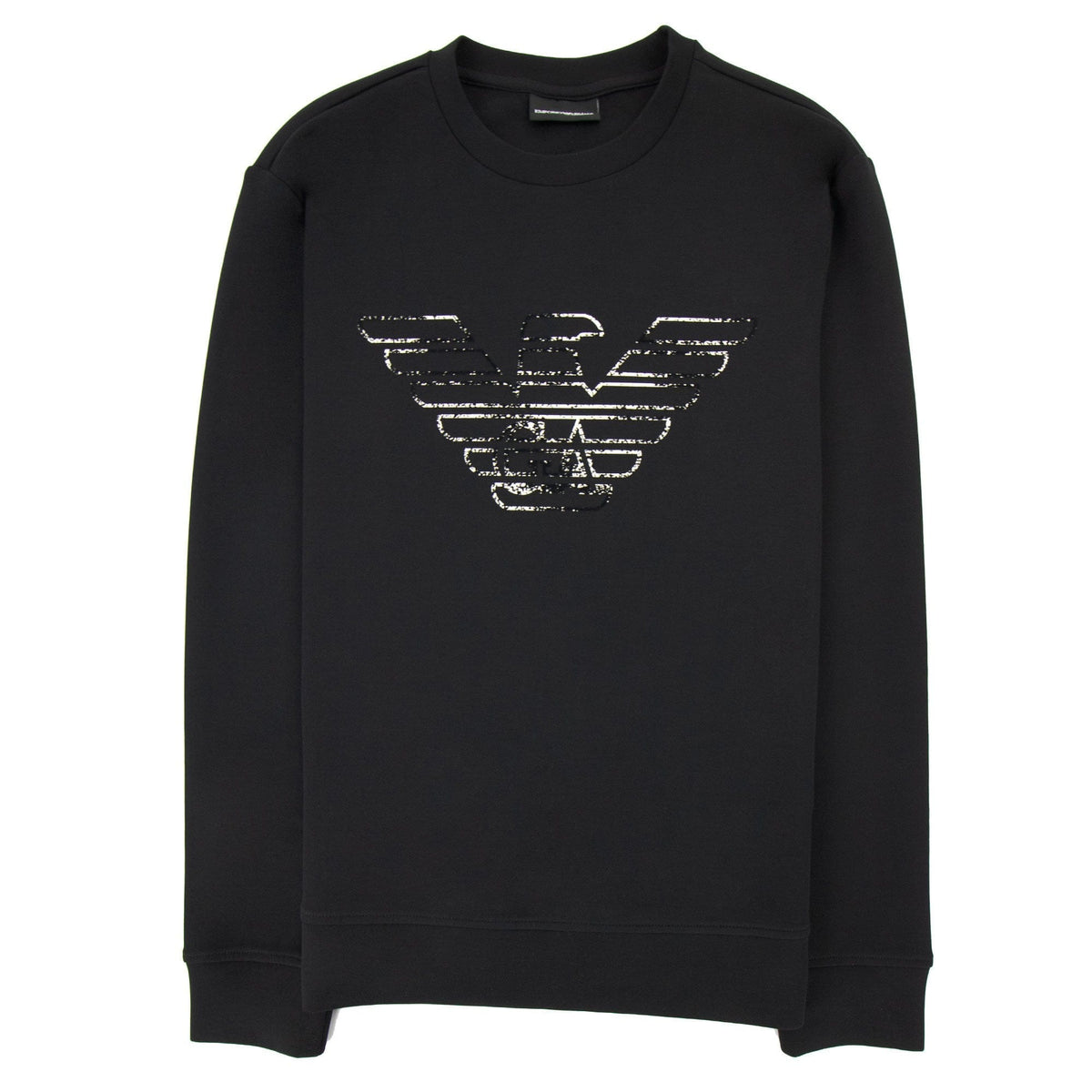 Emporio Armani Double-jersey Sweatshirt With Graffiti Logo Print Black
