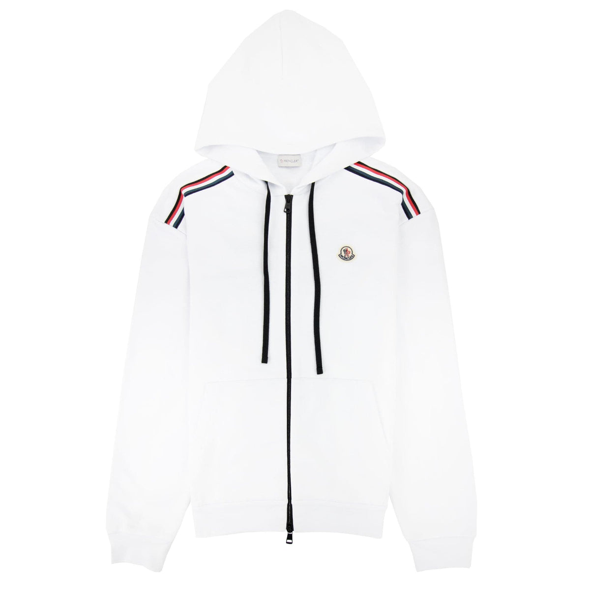 Moncler Tricolour Accent Zip-up Hoodie White