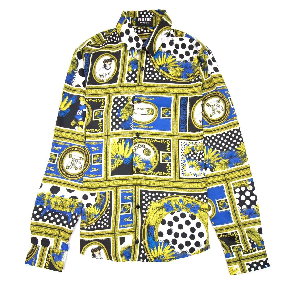 Versace Versus All Over Branded Print Shirt Gold