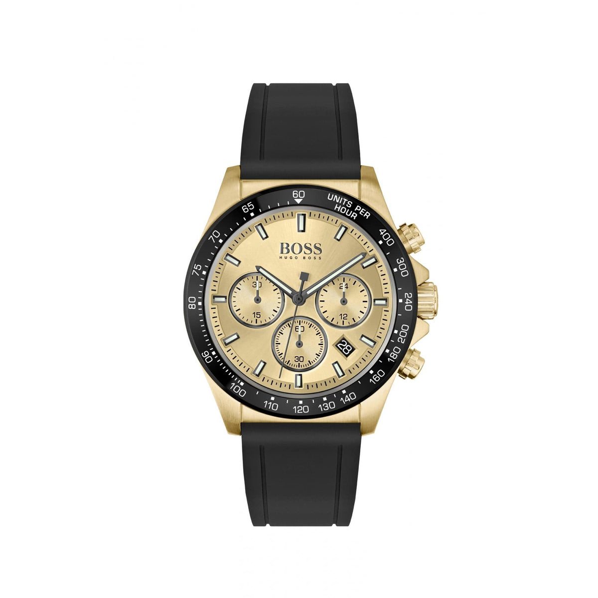 Hugo Boss Hero Gold Plated Rubber Watch Black