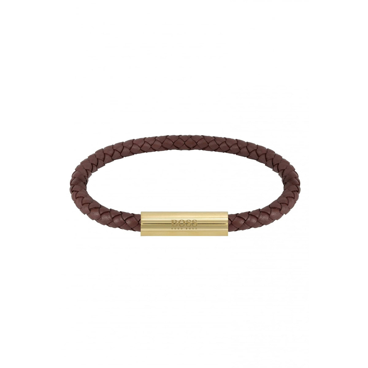 Hugo Boss Braided Leather Bracelet Dark Brown