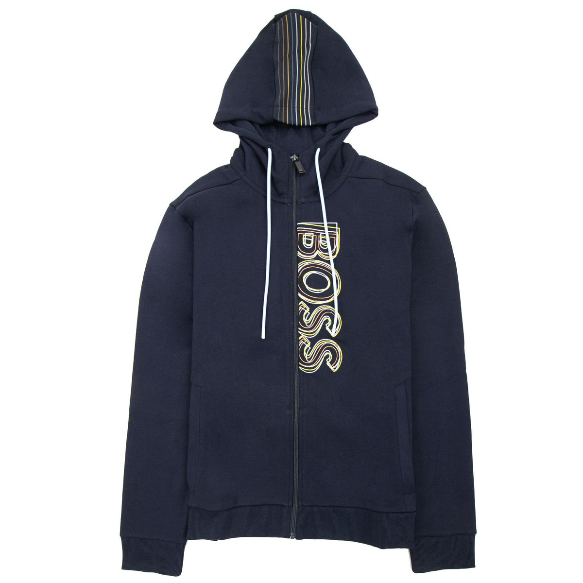 Hugo Boss Saggy 1 Multi Logo Zip Up Hoody Dark Navy 402