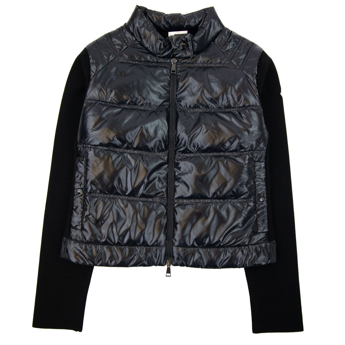 Moncler Women High Neck Shell Knit Cardigan Black 999