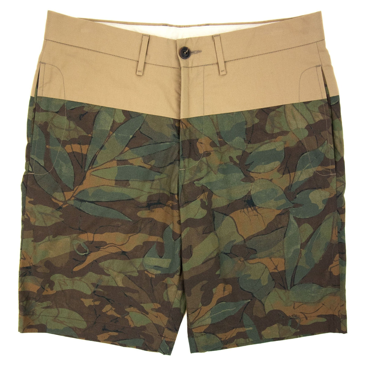 Moncler Camo Cotton Shorts Beige
