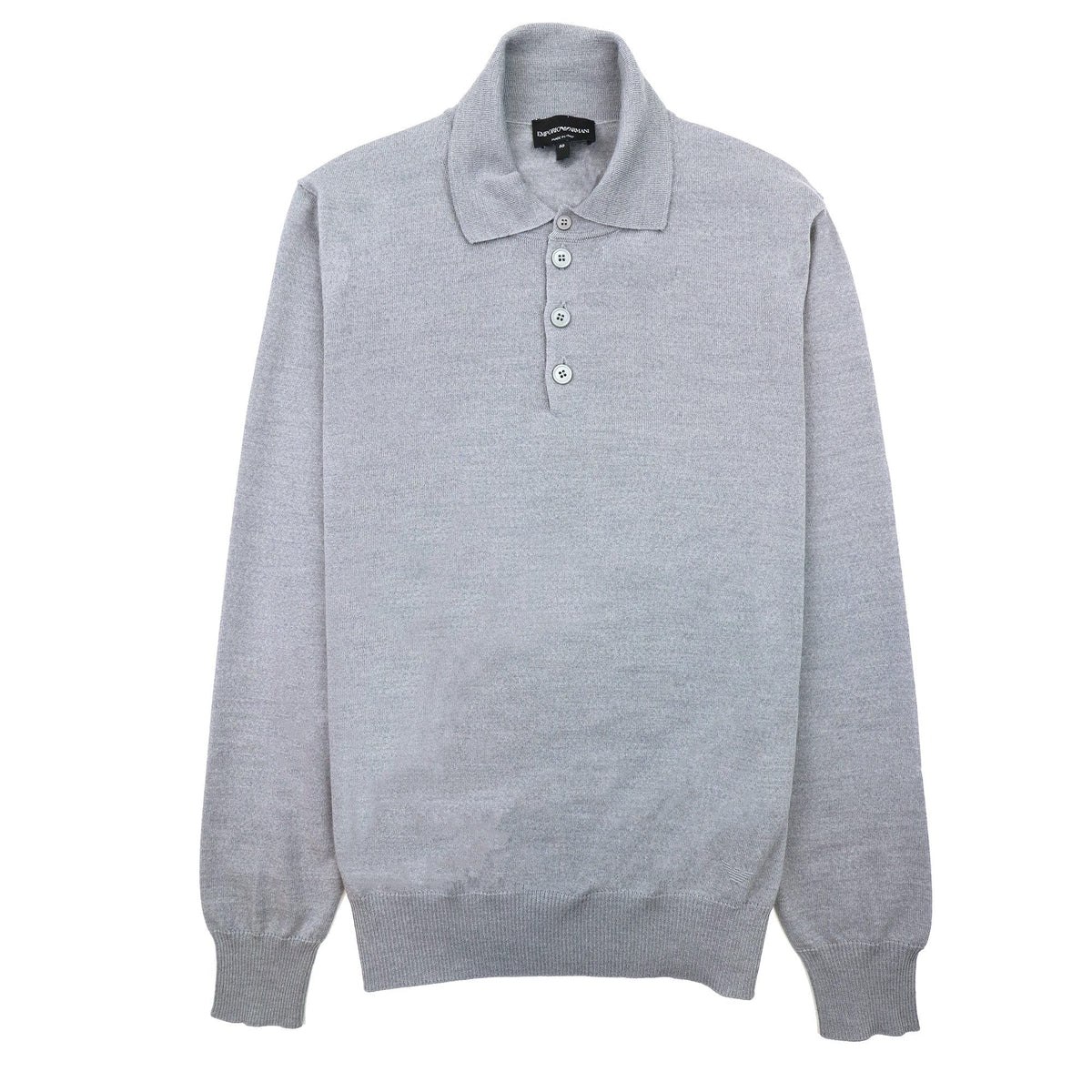 Emporio Armani Wool Knitted Long Sleeve Polo Grigio Grey