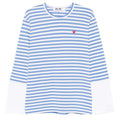 COMME DES GARÇONS PLAY  SMALL HEART EMBLEM STRIPED LONG SLEEVE BLUE